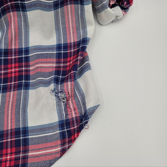 Tinsel Women’s Large Pink Blue Plaid Long Sleeve Button Down Shirt 100% Rayon - Picture 8 of 16